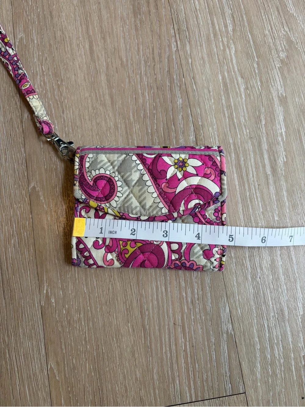 Vera Bradley Pink Paisley Meets Plaid Pattern Wristlet Wallet